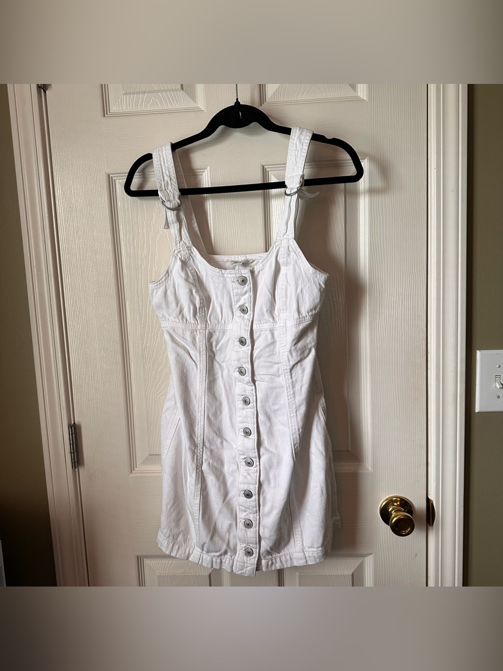 American Eagle Women’s White Button Demin Jumper Dress Size Small